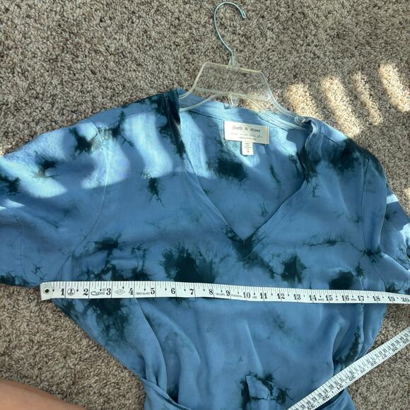 Cloth & Stone X Anthropologie Liv Tie Front Mini Dress Sz M Blue - Picture 11 of 11